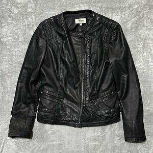 Ashwood Luxury Black Leather Jacket Womens Medium British Hides Collarless Moto